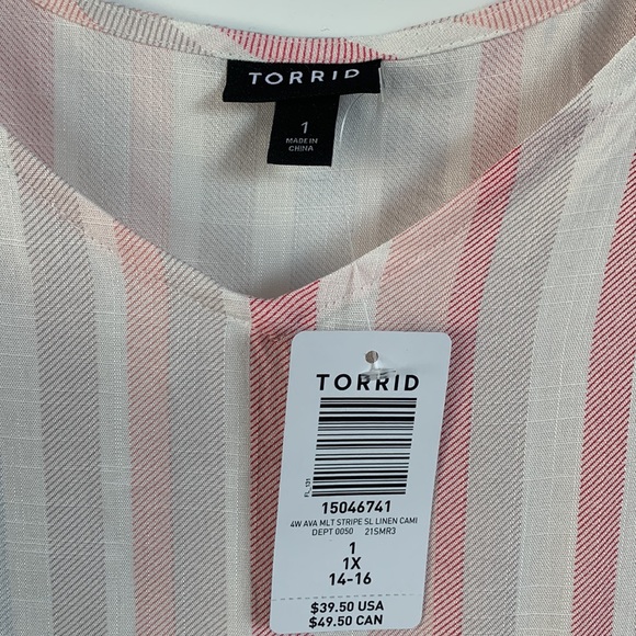 Torrid Ava Multi Stripe Linen Tank NWT - Picture 2 of 7